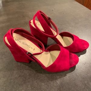 Red Suede Via Spiga Heels